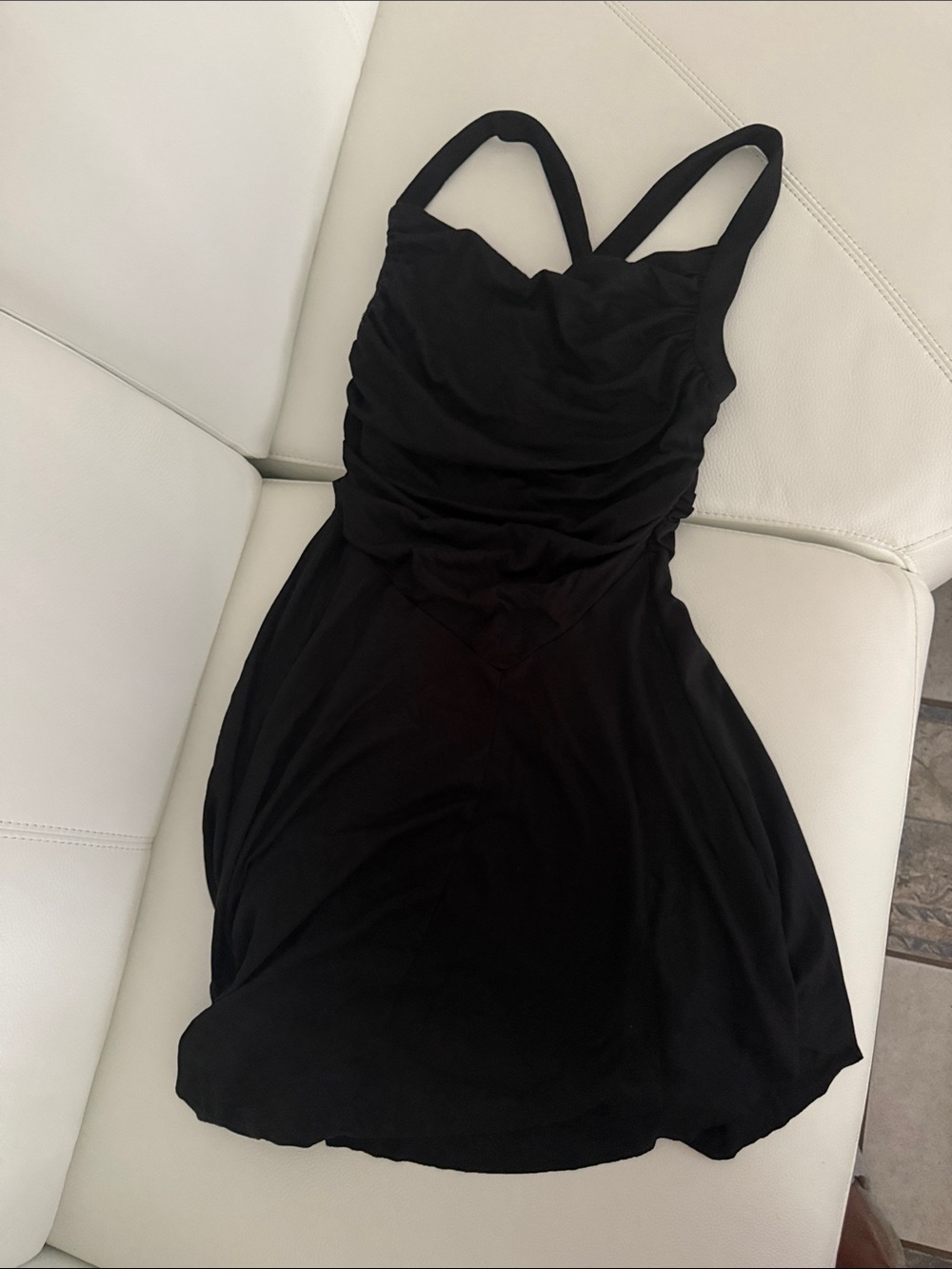 Black Sleeveless Ruched Women’s Dress